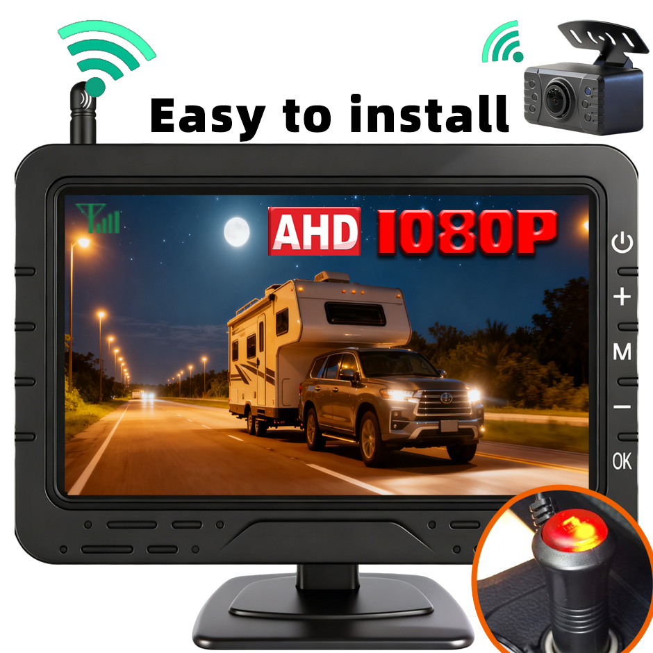 Trail Camera Infrared - QXNY Kabelloser 4,3-Zoll-Auto-Parkmonitor AHD1080P IR-Rückfahrkamera für